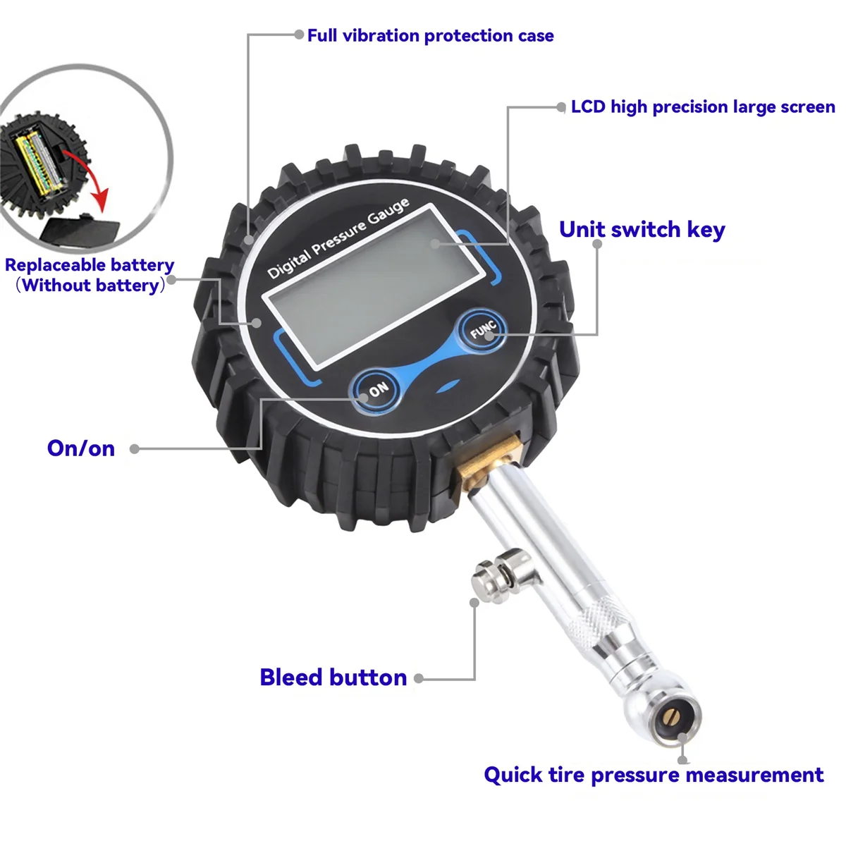 Digital Tire Pressure Gauge for Cars Tire Gauge Heavy-Duty Air Pressure Gauge, Electronic Tire Pressure Gauge