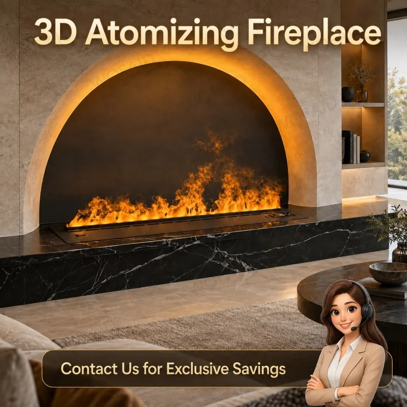 WOFAID 3D Water Vapor Electric Fireplace Colorful Mist Flame Custom Size Decorative Fireplace for Living Room Media Wall Home
