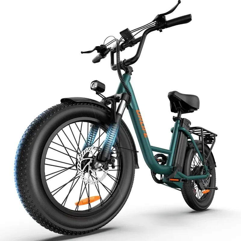 

URLIFE 20"*3.0 Fat Tire Electric Bike for Adults, 28MPH 48V, 80-Mile, 7-Speed & Suspension, Adjustable Seat for Adults and Teens