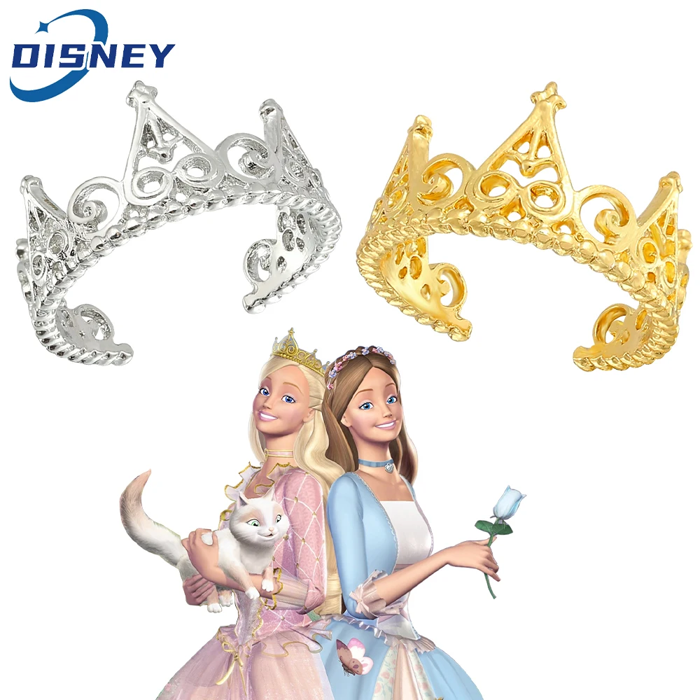 Disney Barbie Princess Verstellbarer goldfarbener Kronenring Cartoon Barbie als Prinzessin und der