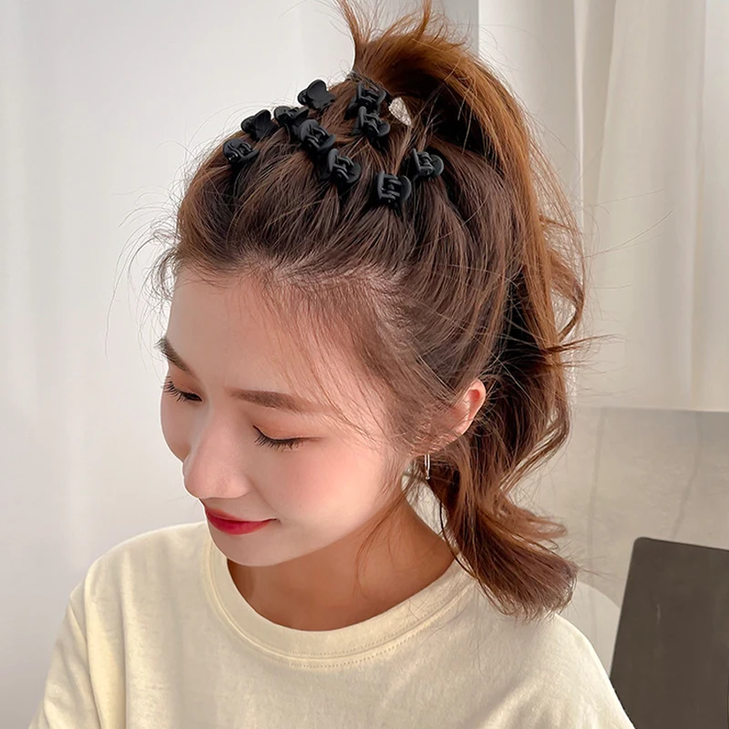 20PCS Mini Clip Headwear with Side Hair Clip, Princess Hair Clip, Small Grip Clip, Broken Bangs, Black Hair Clip Hair Accessory.