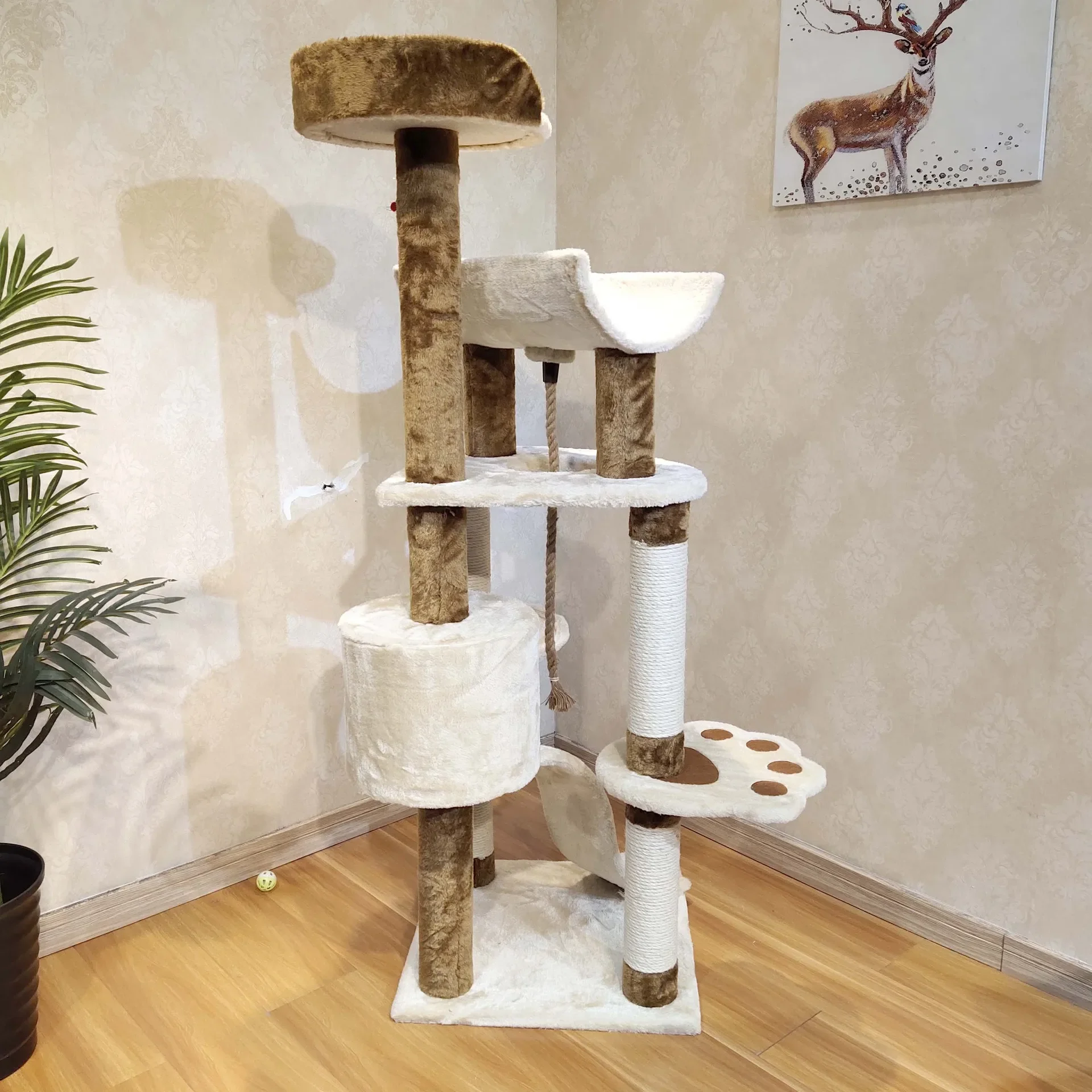 Árbol de escalada para gatos de 13KG, poste de casa para rascar, madera, torre de chat con cuerda de Sisal