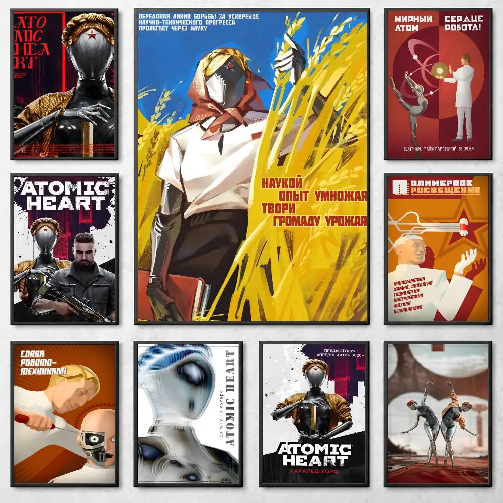 Game Sci-Fi A-Atomic Heart Poster Self Adhesive Art Poster Bedroom Dorm Gaming Room Decor Gift