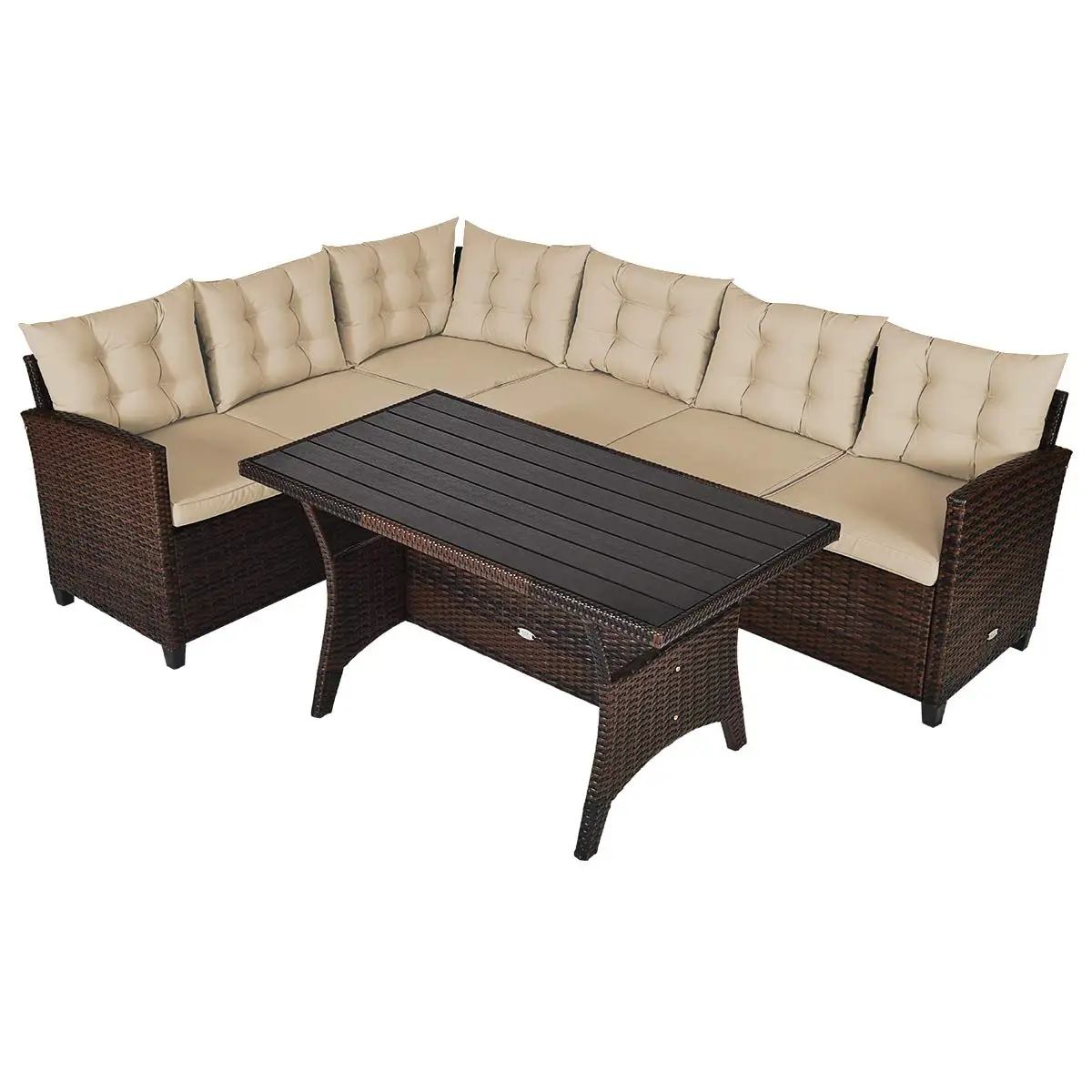 

3-Piece Outdoor Patio Furniture Set Rattan Wicker Sofa Set with Seat & Back Cushions, Manual Weaving Conversation, Customized