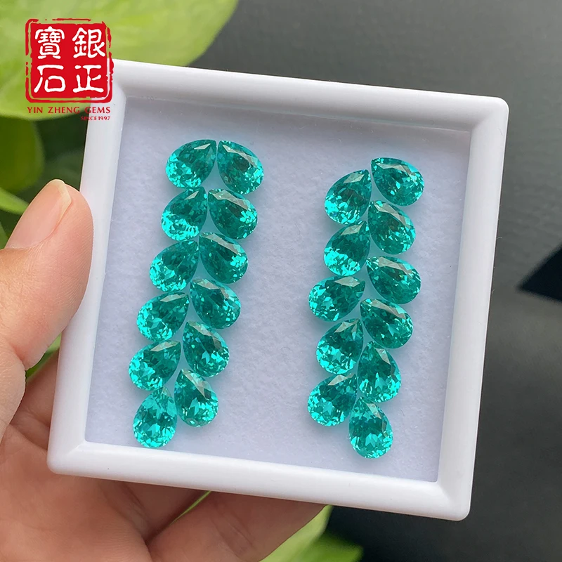 

Lab Grown Paraiba Flame Melted Method for Ring Necklace Earrings Pendant Making DIY Design and Can Be Provide AGL Certifacate