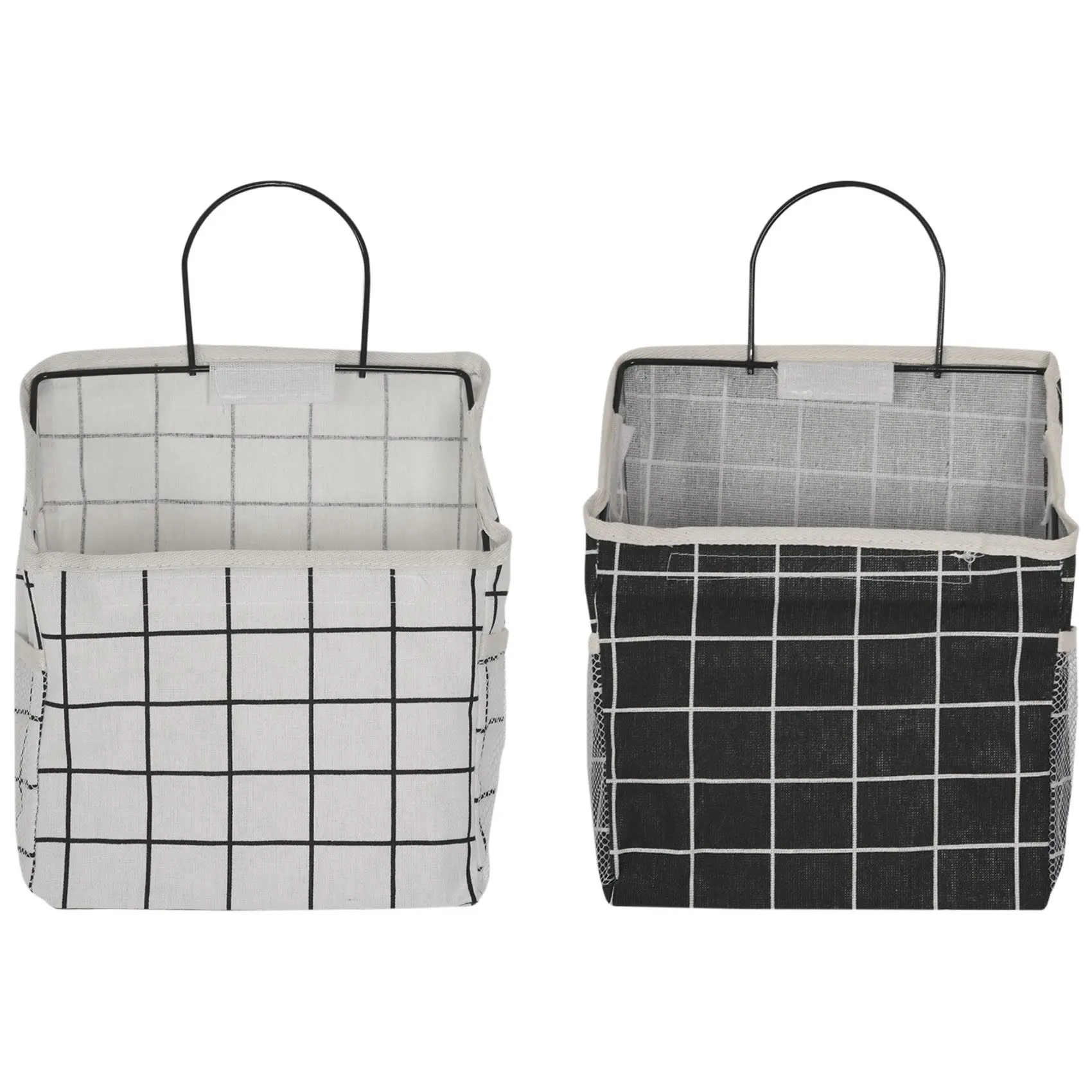 2Pcs Wall Hanging Storage Bag,Waterproof over the Door Closet Organizer with Metal Frame, Stylish Hanging Pocket Linen