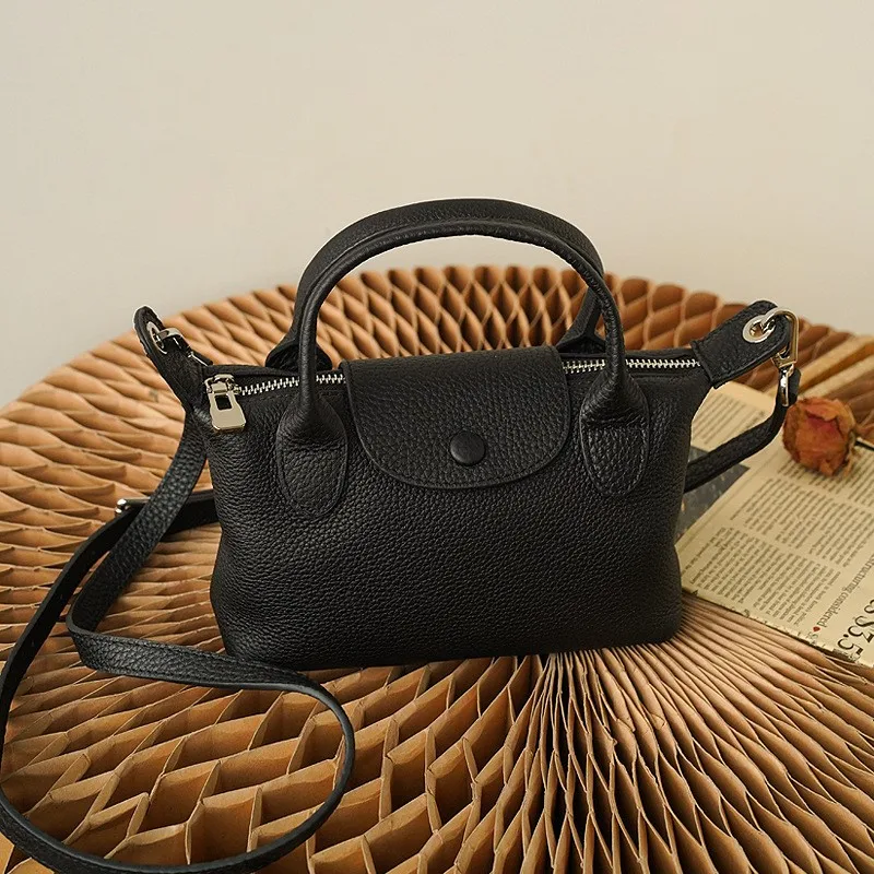 

Johnature Genuine Leather Women's Bag 2025 New High-end Mini Handbag Versatile Solid Color Shoulder Crossbody Bag