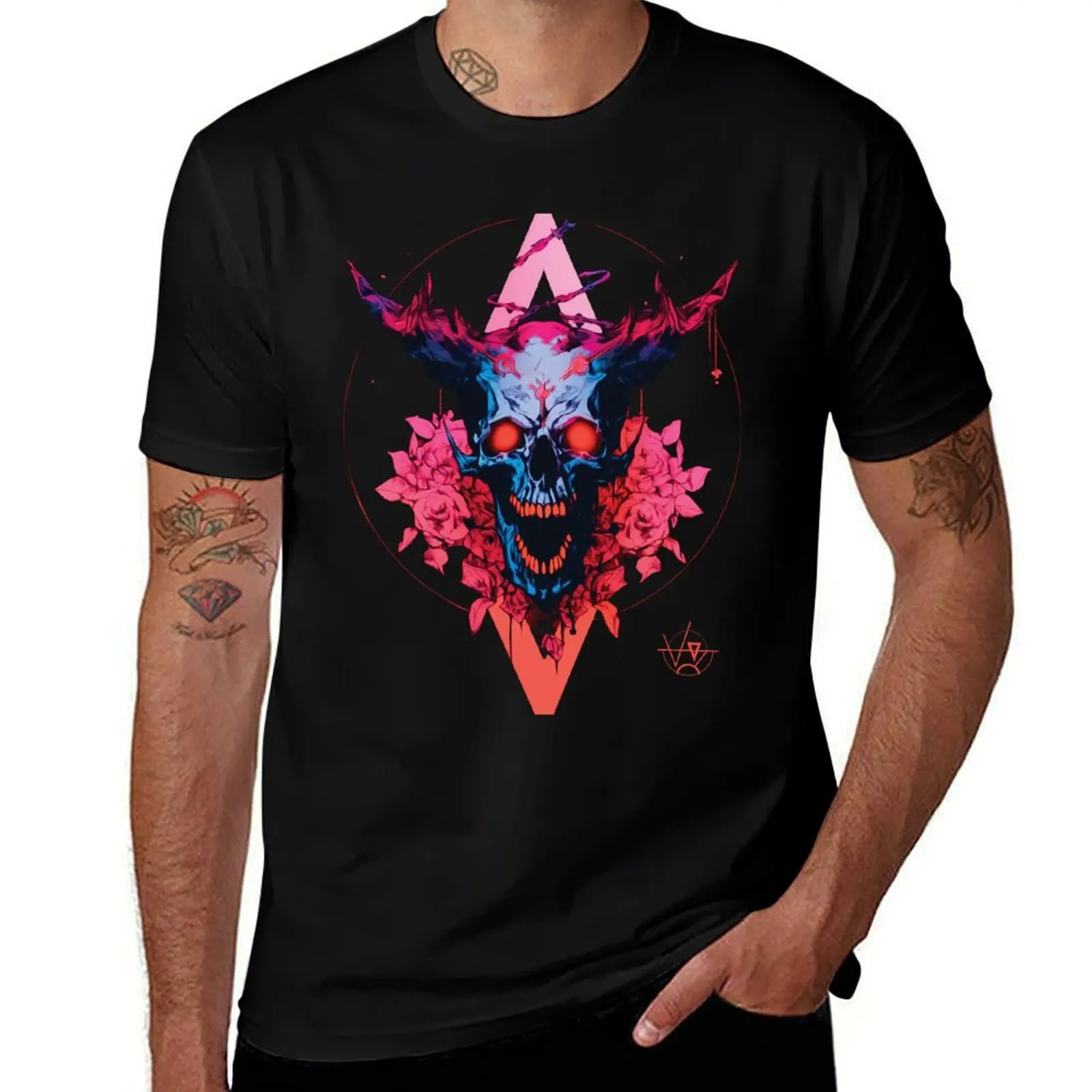 

Skeleton amidst roses. T-Shirt t shirt man cotton funny t shirts cotton