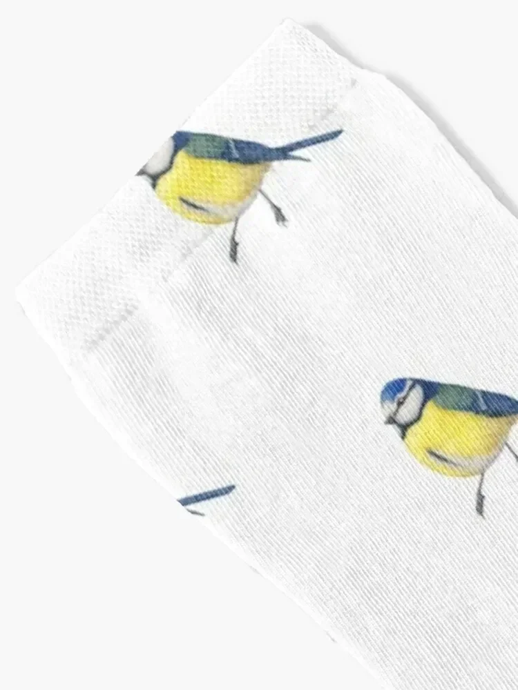 BlueTit - Blaumeise - Bird watercolor illustration - Protect Birds and Insects Project Socks funny gifts Socks Female Men's