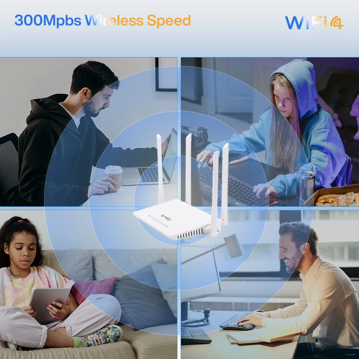 Router wireless desktop 300M, router Wi-Fi4, router wireless, 802.11n, 2.4G, 300M, per casa e SOHO