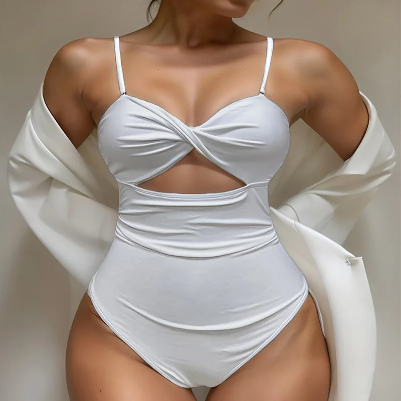 High-end beach bikini for women, new hot spring swimwear, sexy one-piece swimsuit with straps