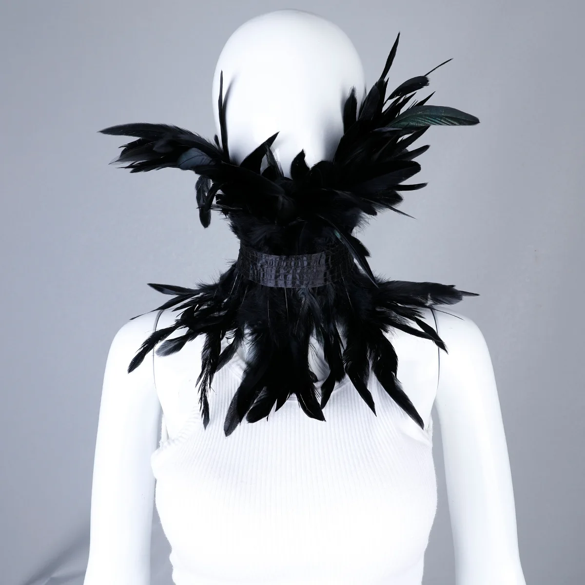 Gothic Style Neck Scarves Woman Wedding Party Shawl Dress Cape Halloween Turkey Snood Women White Scarf Y2k Shawls Feather