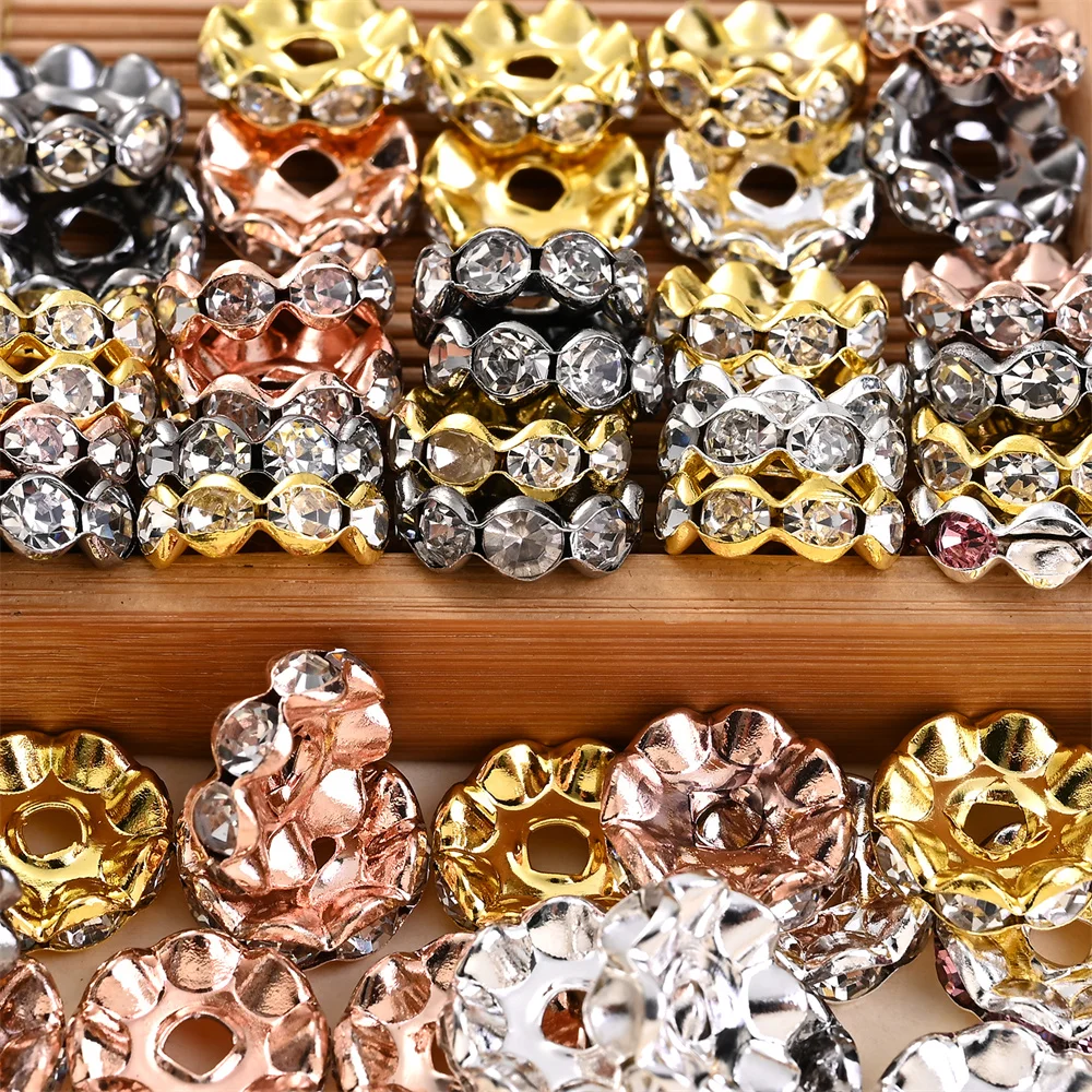 30 Stück 12mm Strass-Perlen aus Legierung, bunte Rondelle-Blumenperlen mit großem Loch für Schmuckherstellung, DIY-Armbänder, Bastelarbeiten – Detail 4
