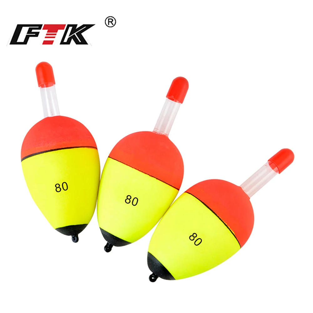 FTK 5PCS EVA Luminous Fishing Night Float Light Stick Foam Plastic Bobber Sea Rock Fishing Striking Floats Fishing Accessories