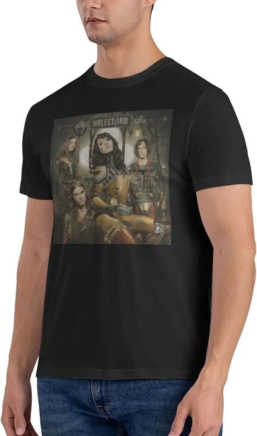 HALESTORMS Classic T-Shirt Crew Fashion Neck Casual Top Basic Short Sleeve Shirt Black