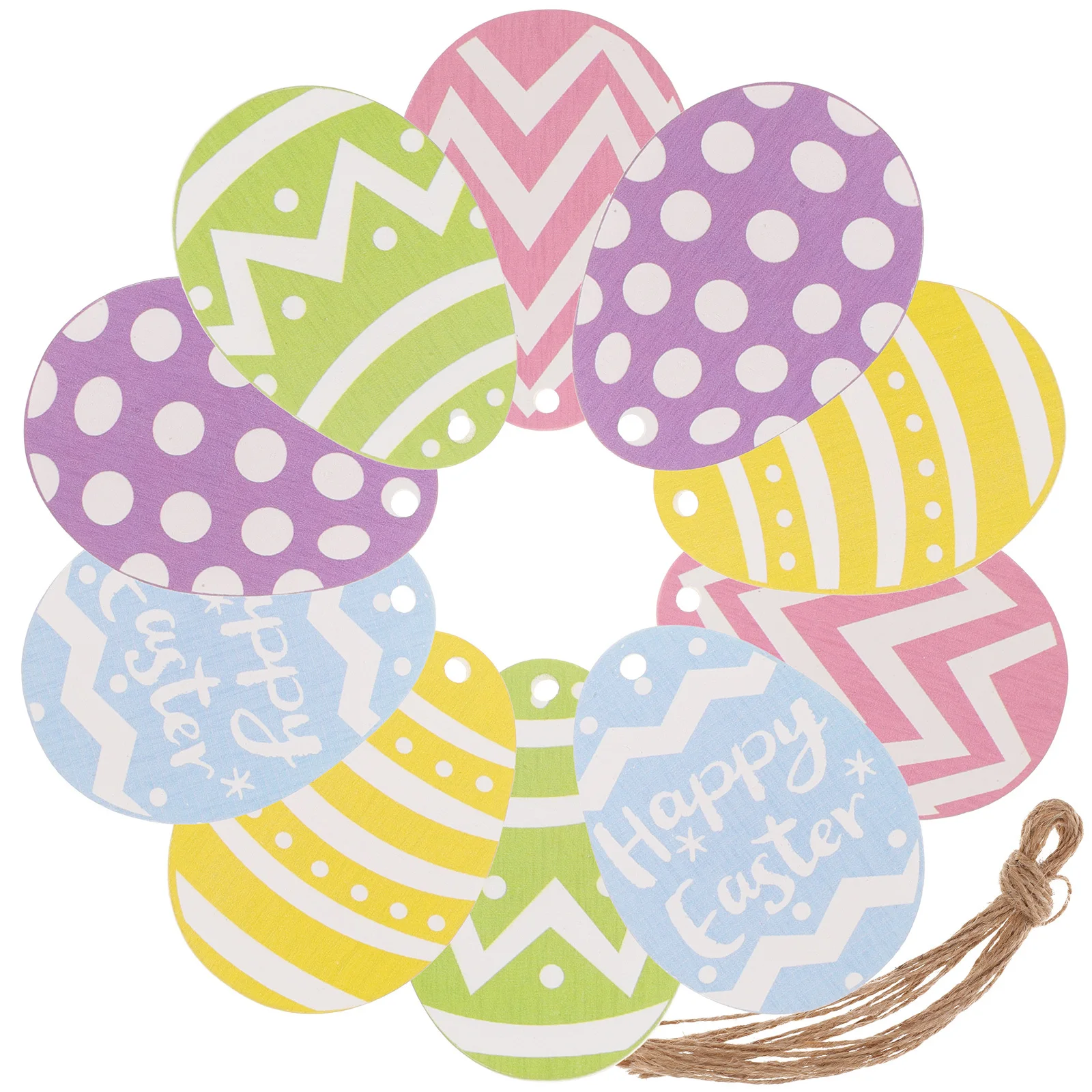 

10Pcs Easter Wooden Egg Cutouts Easy Hanging Hole for Festive Home and Party Decor Easter Tree Decorations Wooden Eggs Ornament