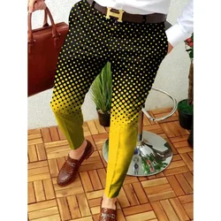 Men's Pencil Pants Casual Contrast Color Pattern Mid-Waist Casual Trousers Business Slim Skinny Stretch Jogging Formal Trouser