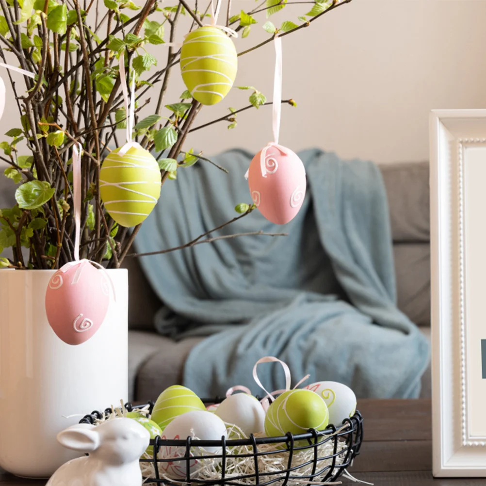 24 pçs diy ovos de páscoa pintados à mão graffiti decoração criativa crianças pintura artesanato simulação festa de plástico adornos