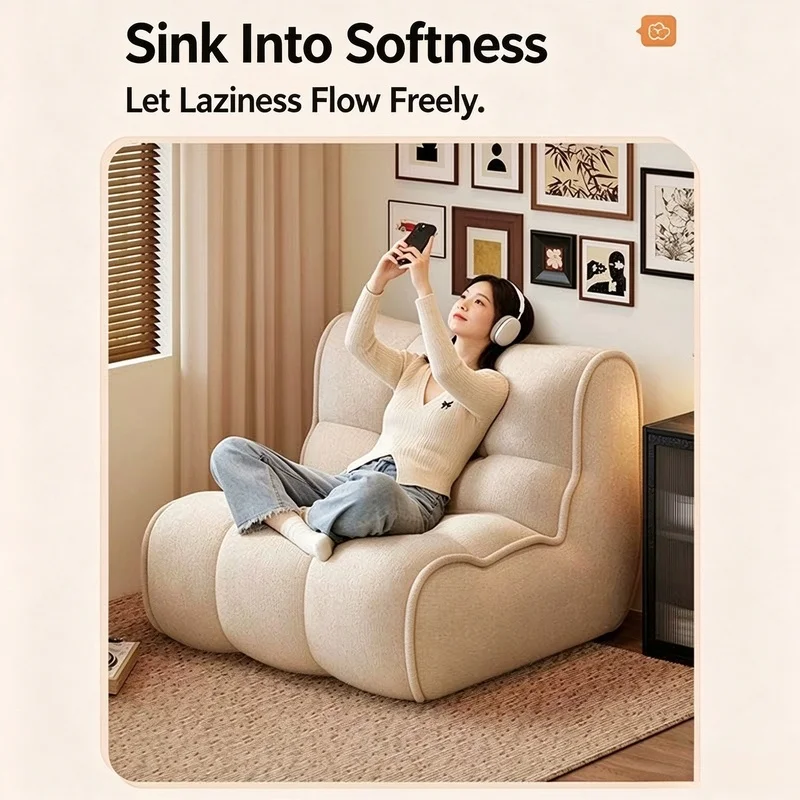 Modern Aesthetic Fabric Leisure Sofa, Comfort Single Reclining Lounge Chair Living Room