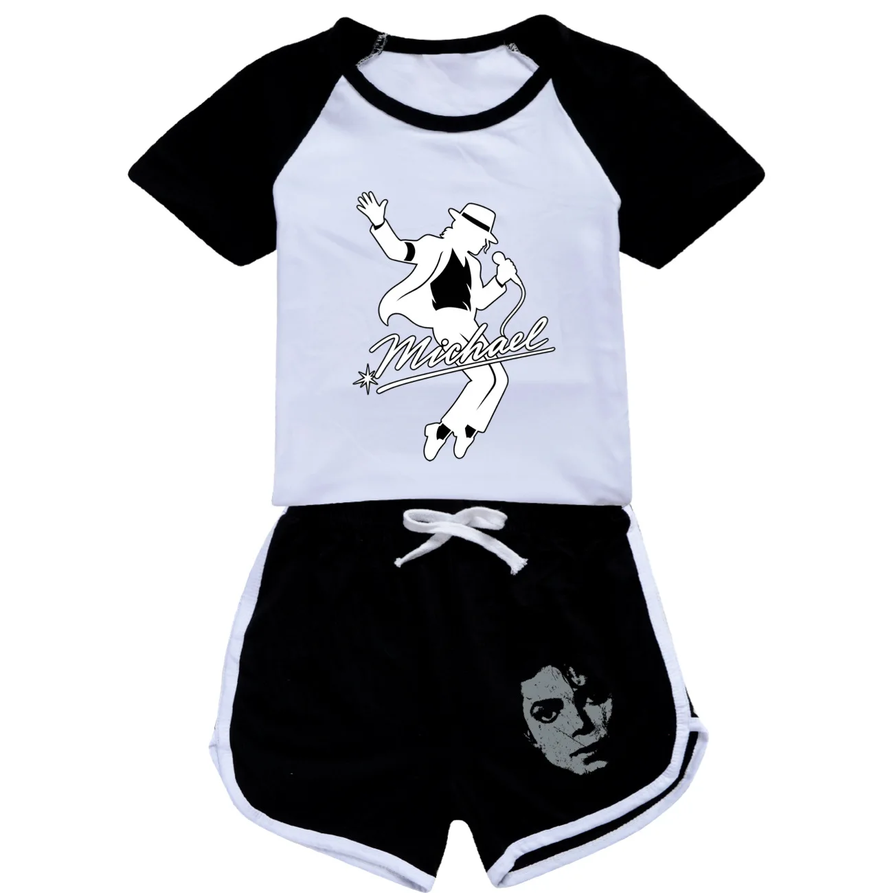 Summer Michael Jackson Kids Clothes Halloween Cosplay Birthday Party Dance TShirts+pants Pajamas Set Pop Star Boys Girls Outfits