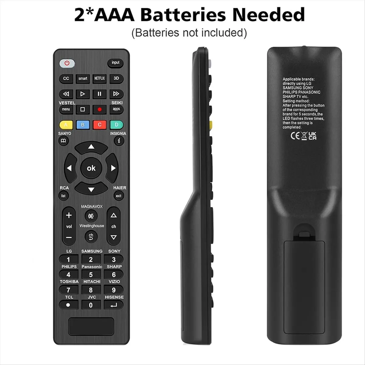 B21B Universal Remote Control for Samsung,LG,Vizio,TCL,Sony, Insignia,Sharp,Philips,Other Brands TV Universal TV Remote