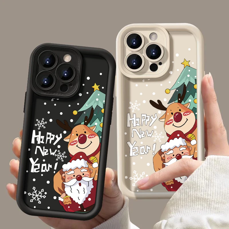 Christmas Pattern Phone Case for OPPO Reno 2 3 4 5 6 7 7Z 8 8T 10 11 Pro Plus 4G 5G Soft TPU Back Cover