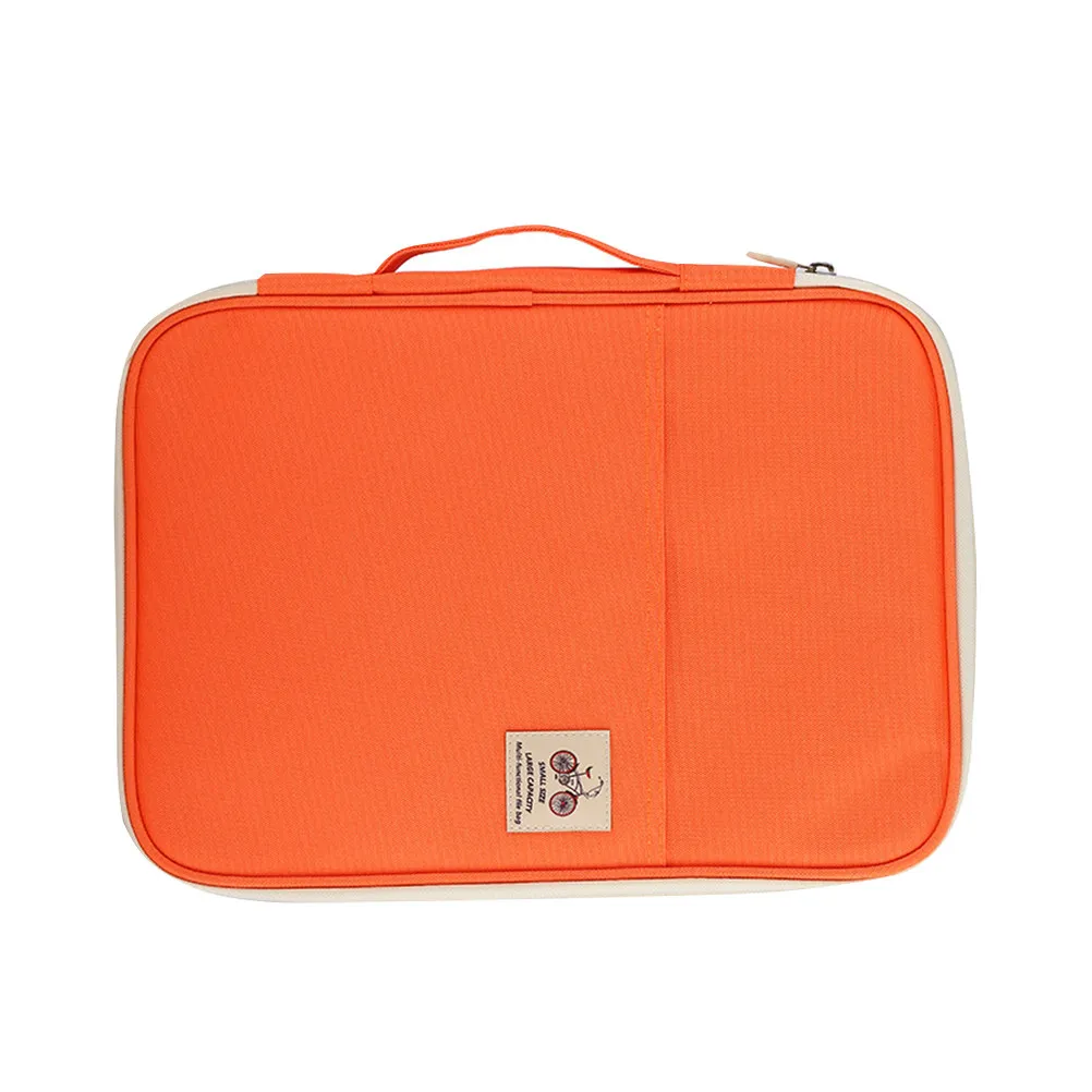 

Portable A4 Document Bag with Carry Handle Travel-Friendly Zipper Briefcase for Business School Outdoor Use Orange Color