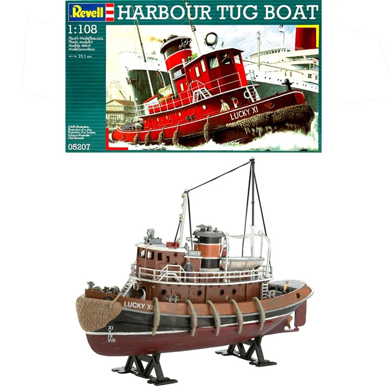 

1/108 German Prestige Lever Tugboat Model Kit Hand-assembled Ship Model Toy Gift Port Tugboat DIY Ship Model Ornaments