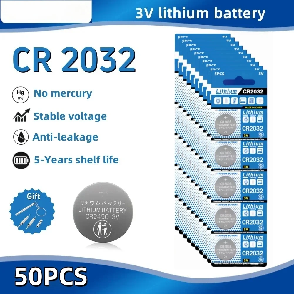 

5-100PCS CR2032 3V 200mAh Lithium Coin Battery DL2032 ECR2032 for Watch Car Key Remote Toys Calculator