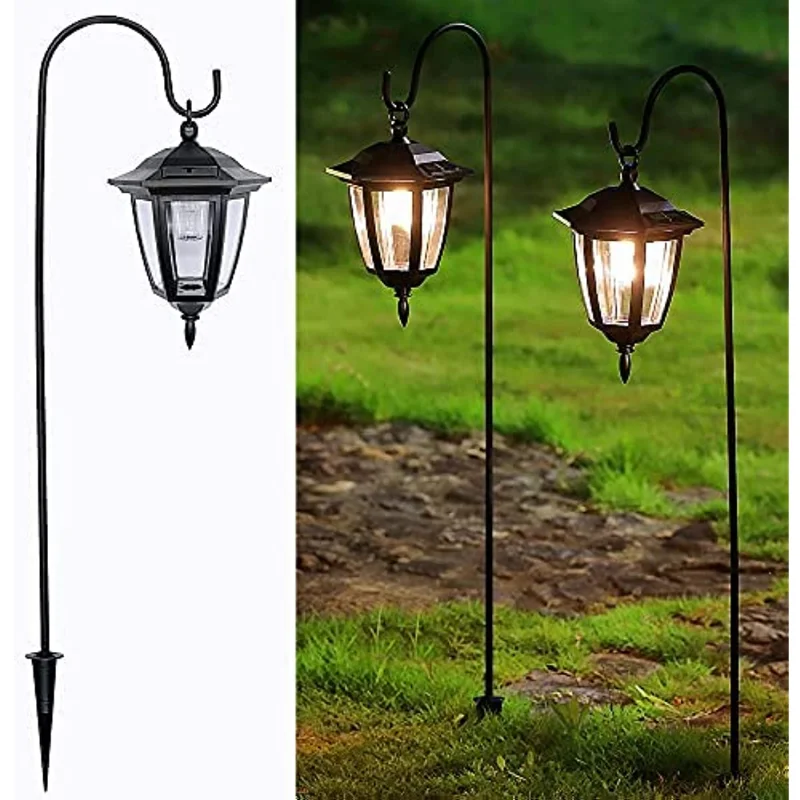 

Solar outdoor 2Pack lights Decorative Garden lanterns Shepherd Hooks Powered Coach LED Outdoor lamps landscape Yard Pathway