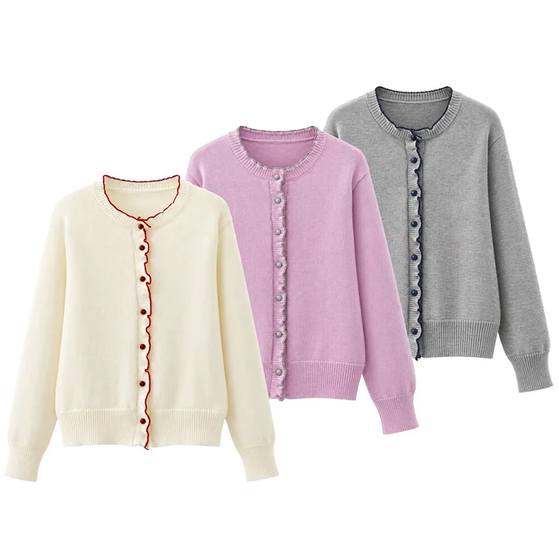 Knitted Women's Cardigan Sweater 2026 New Chic Elastic Slim Short Sweater Women's Street Chic Autumn Young Student Sweater