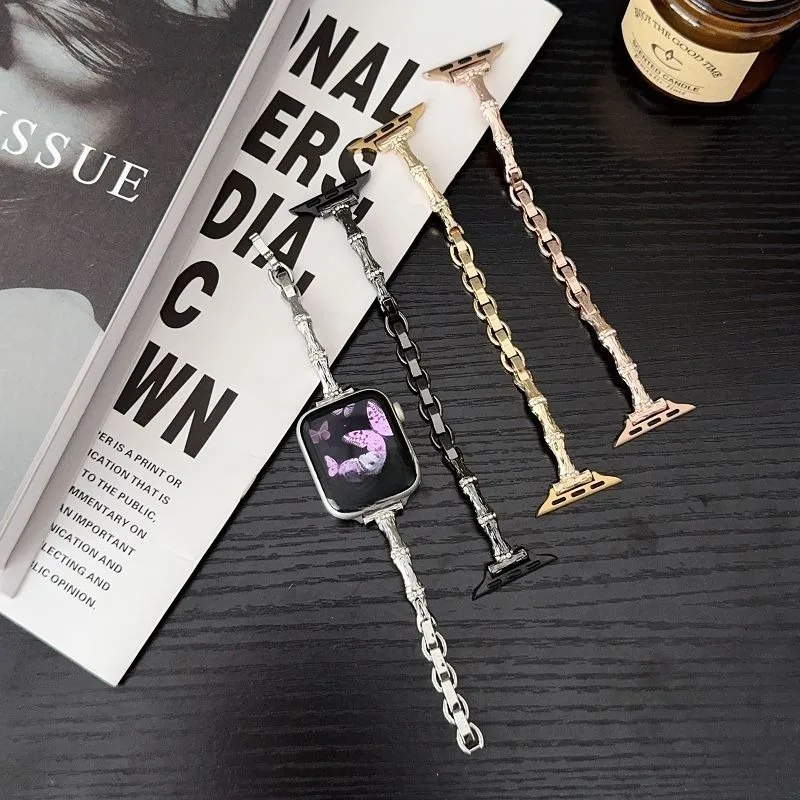 

Unique Metal Bracelet for Apple Watch Bands 38 40 42 44 46 49mm Women-Dressy Slim Band Diamond Strap for iWatch S11 10 9 8 7 6 5