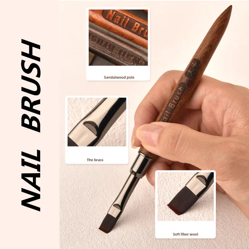 1 قطعة فرشاة أظافر أكريليك القلم لمسحوق مانيكير مقبض خشبي مستدير جل منشئ فرش #3