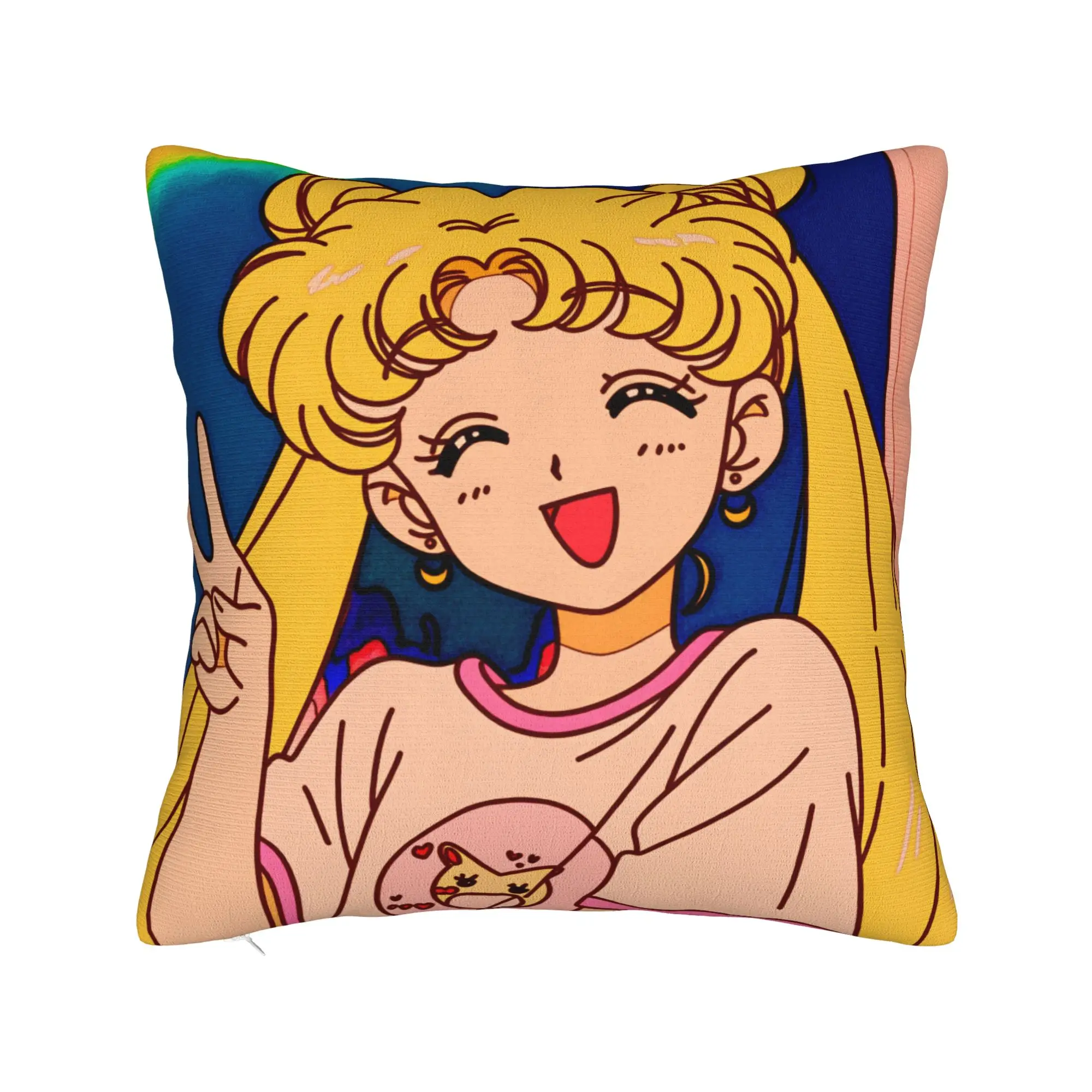 Sailor Moon Kawaii Meme Pillow Case  Soft Pillow Cover For Sofa Home Decoration Retro Trendy Cushion Cover