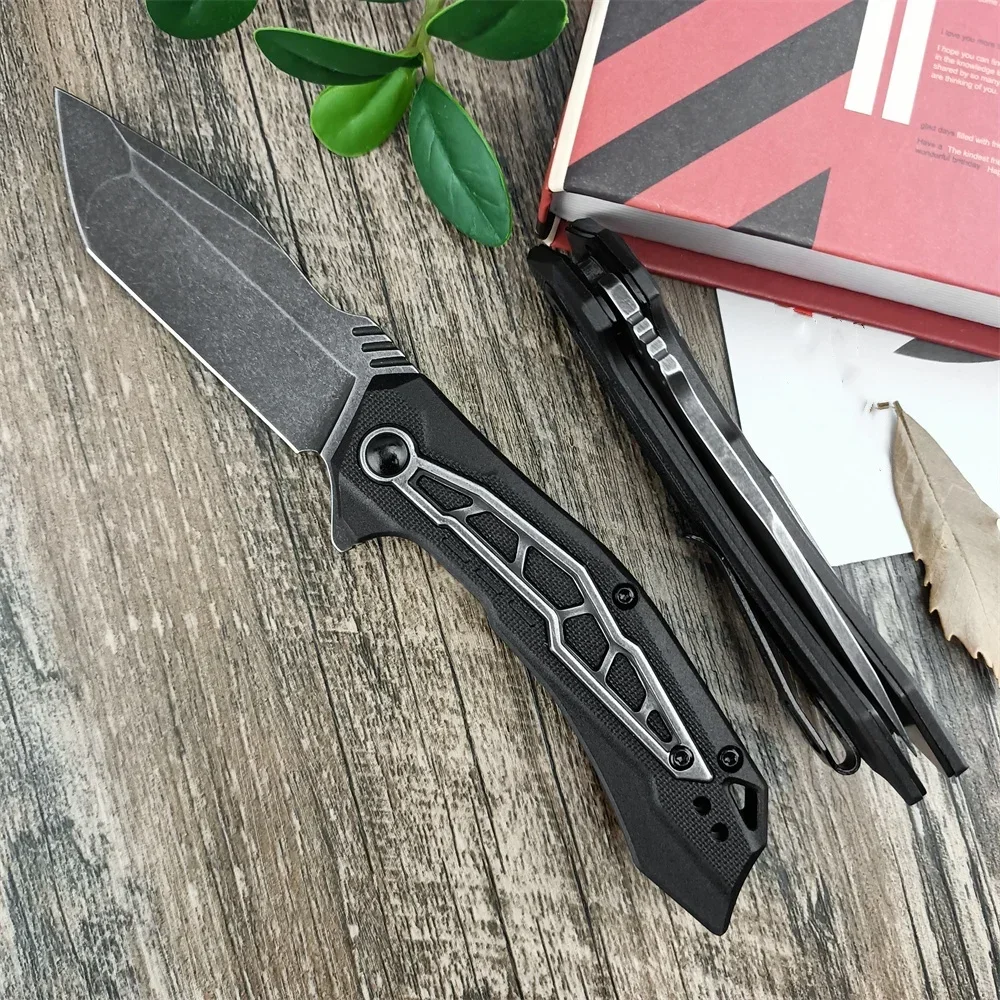 KS 1376 Flipper Knife BlackWashed Tanto Blade Nylon Fiber Handles EDC Folding Knife Outdoor Tactical Survival Military Tool