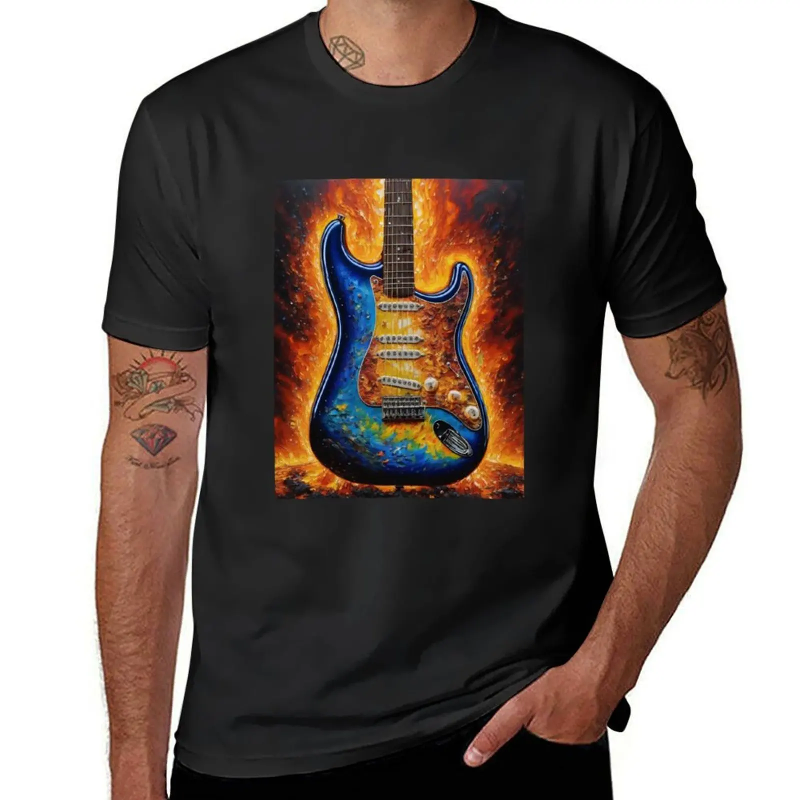 Strat on Fire T-Shirt anime oversizeds Blouse sports fans mens t shirts