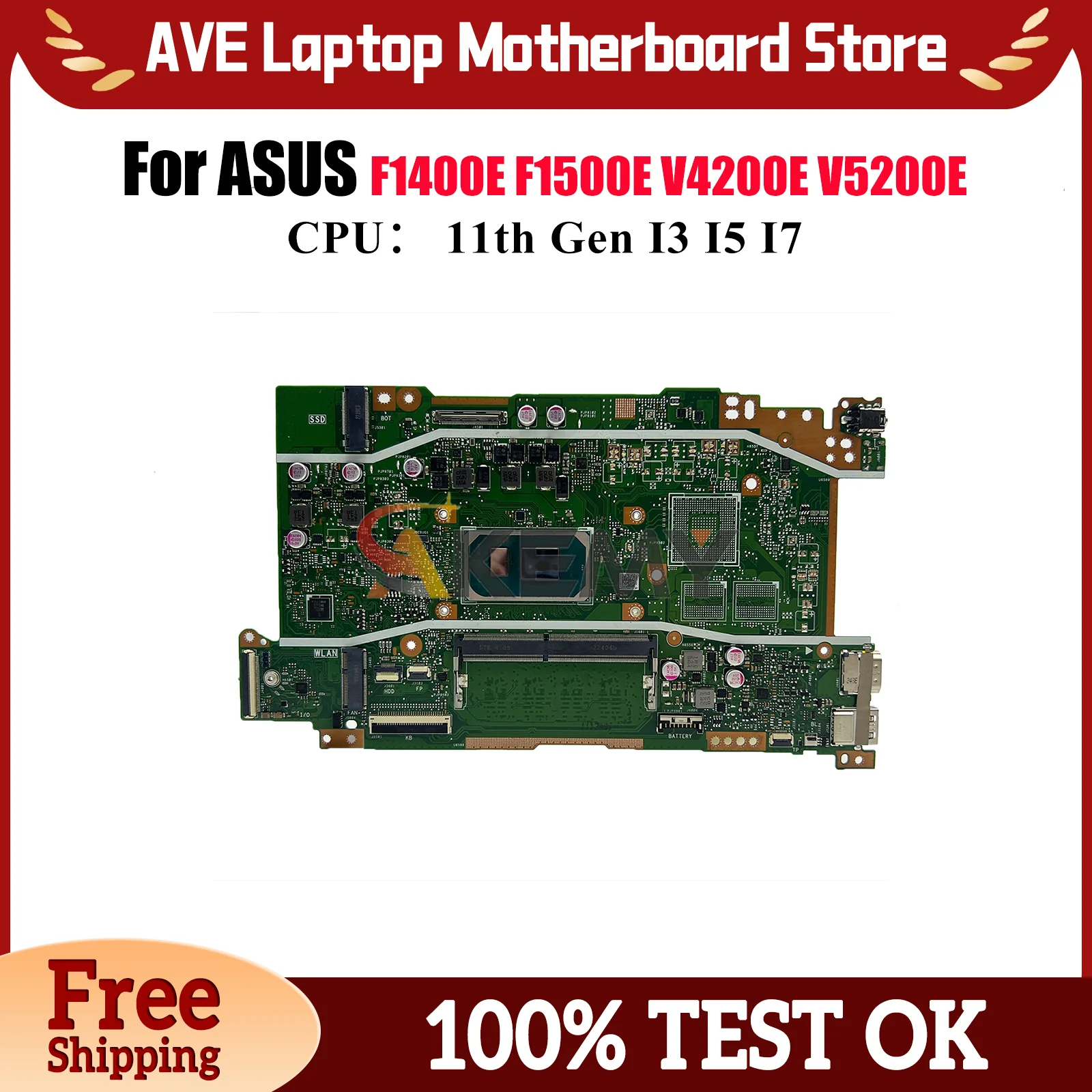 

X415EA Материнская плата для ноутбука ASUS VivoBook F1500E F1400E X415EA X415E X415EQ X415EP V5200E V4200E Материнская плата с процессором I3 I5 I7