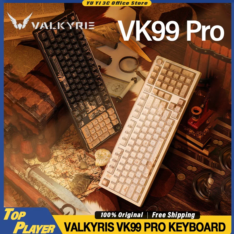 

Механическая клавиатура VALKYRIE VK99 Pro, индивидуальные колпачки для клавиш, поддержка с возможностью горячей замены BT 2,4G, беспроводная связь с клавиатурой управления