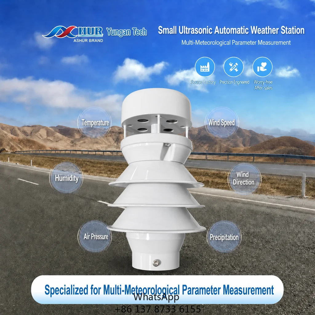 ASHUR-MWS600 Tunnel 6-in-1 Ultrasonic Automatic Weather Station Wind Speed Direction Temperature Humidity Pressure Rain RS485
