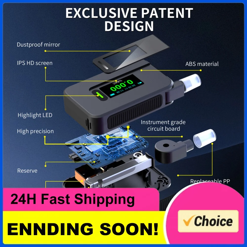 Electrochemical Tester USB Rechargeable Professional Breath Tester Portable Meter for Professional Use