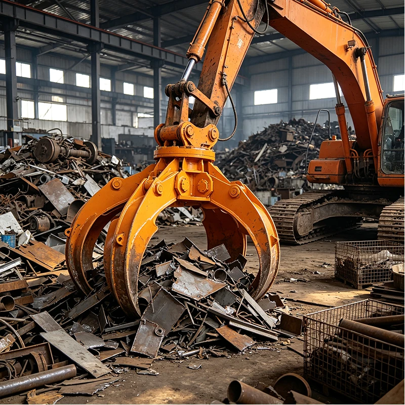 Excavator Grapple Attachment Orange Peel Hydraulic Rotating Grab for Scrap Metal Loading Demolition and Recycling Projects