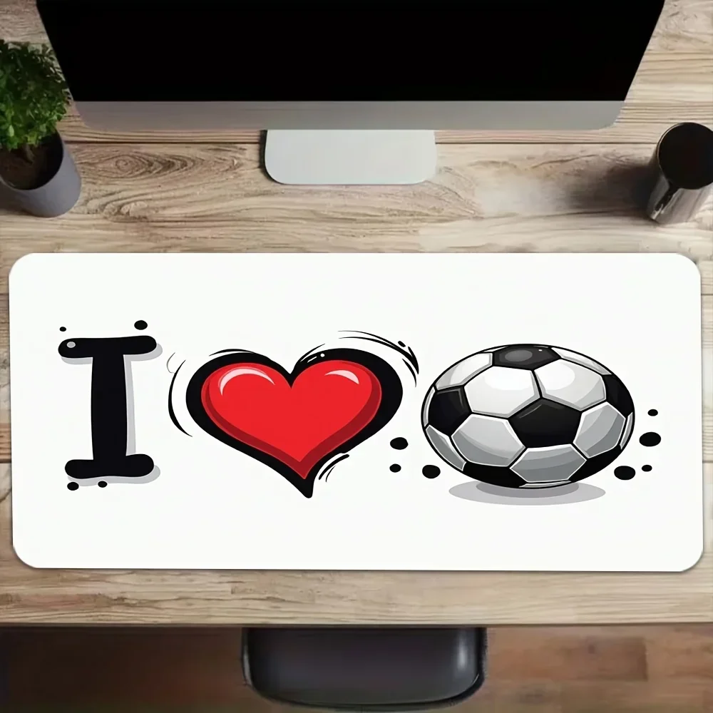 Football Pattern Gaming Mouse Pad, Love Heart Print Non-Slip Large Desk Mat, Premium Reusable Decorative Table Mat for Home Offi