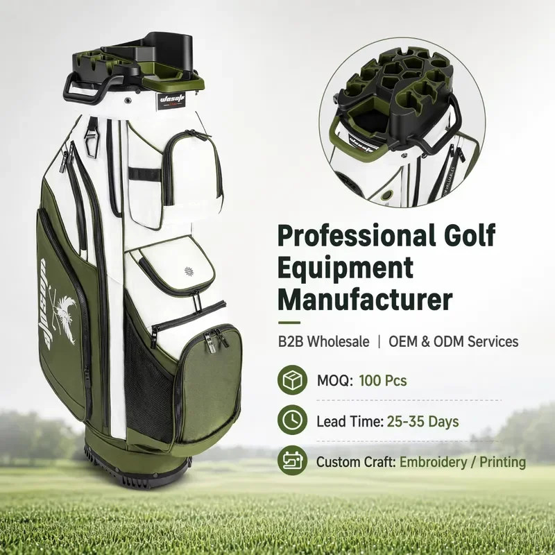 Custom Waterproof Golf Cart Bag 14 Way Divider Full Length Multi Pocket with Handle Rain Cover High Quality Wholesale Low MOQ
