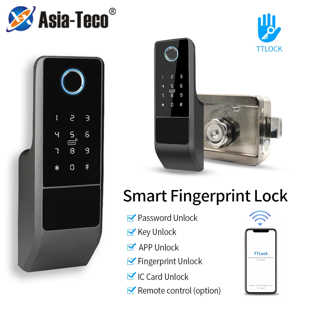 

TTLOCK APP IP65 Waterproof Smart Biometric Fingerprint Door Lock Bluetooth Electronic Lock RFID 13.56Mhz Fechadura Inteligente