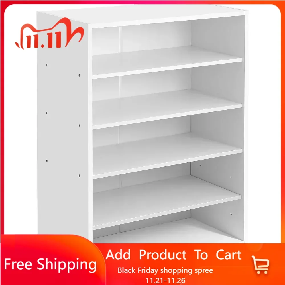 

Shoe Rack, Stackable Wooden Shoe Shelf Organizer Free Standing Shoe Storage Stand with One Movable Storage