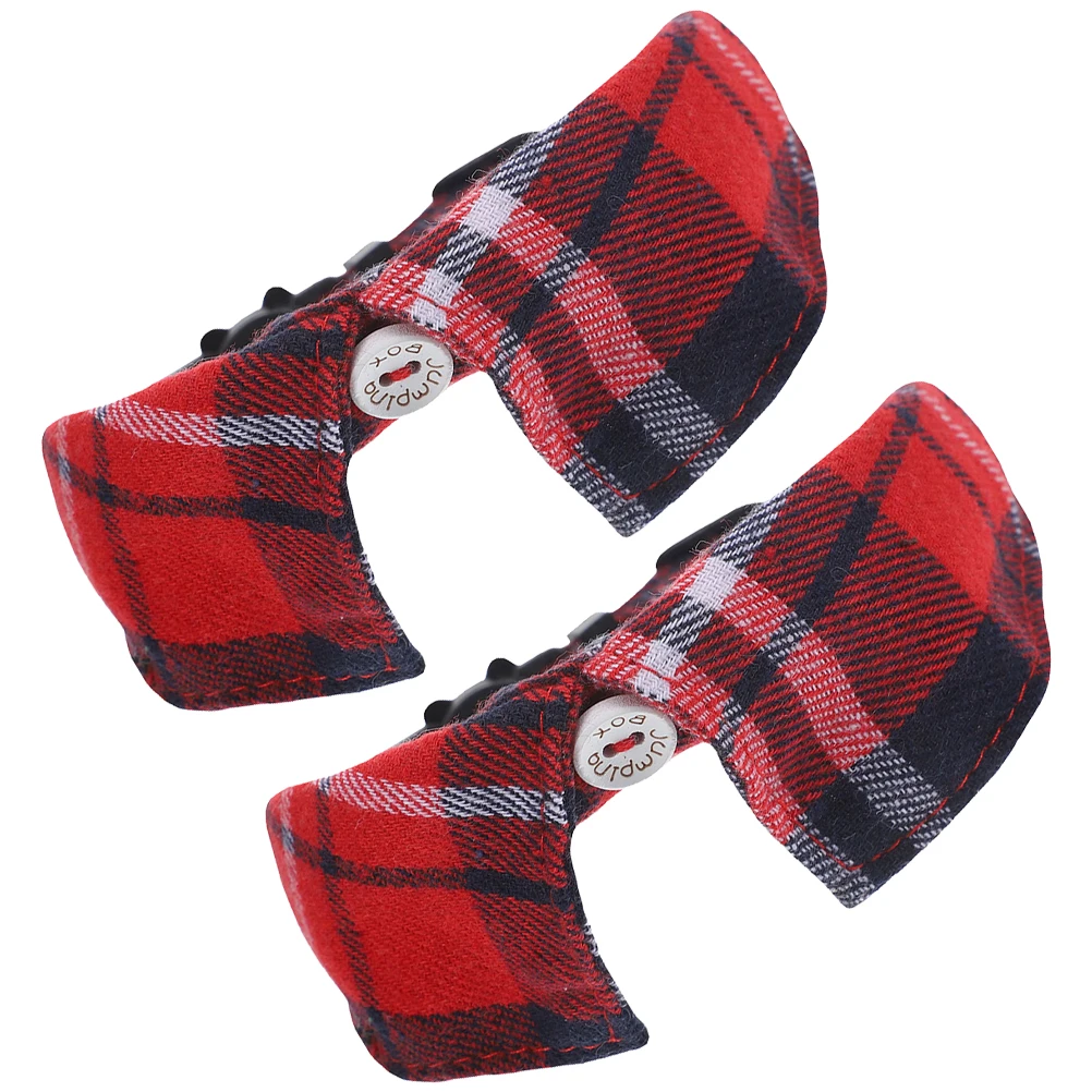 

2Pcs Adjustable Cat Collar With Bell Cute Plaid Pattern Pet Kitten Neck Accessory Adorable Decorative Safety Buckle