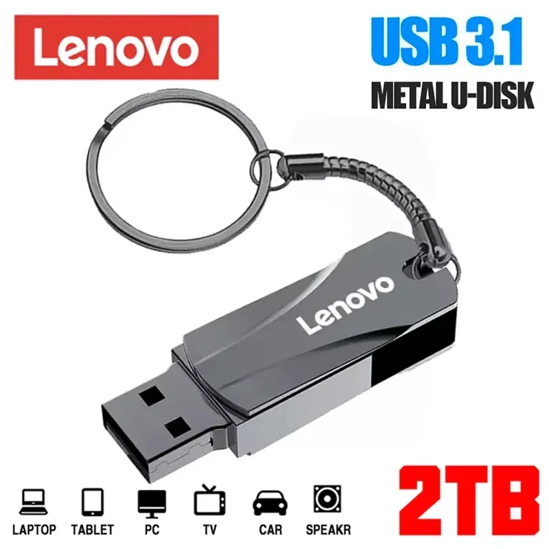 Lenovo 2TB 1TB High Speed USB 3.0 Metal Flash Drive 512GB Pendrive Waterproof USB Pen Drive Mini USB Memory Sticks With Key Ring