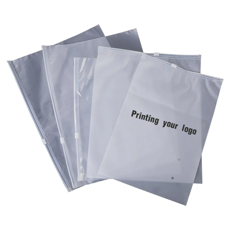 

100pcs Blank Mat Zip Pack Socks Clothes Zipper Package Bags Shirt Storage Swimsuits Frosting Packing Bag Can Printing Your Logo