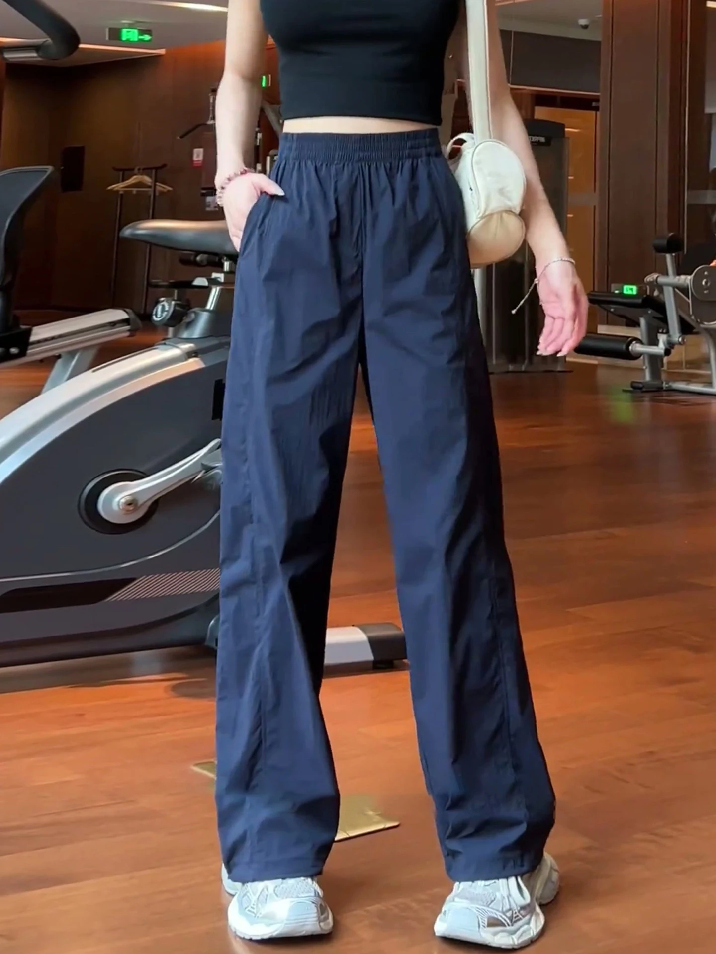 

Quick Dry Sport Utility Pants Women's High Waist Loose Straight Leg Slimming Small Size Casual Wide Leg Pants
