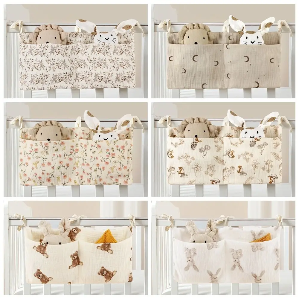 

Space Saving Cotton Baby Crib Storage Bag Large Capacity Dual-pocket Diaper Storage Bag Portable Stroller Hanging Bag Baby Crib
